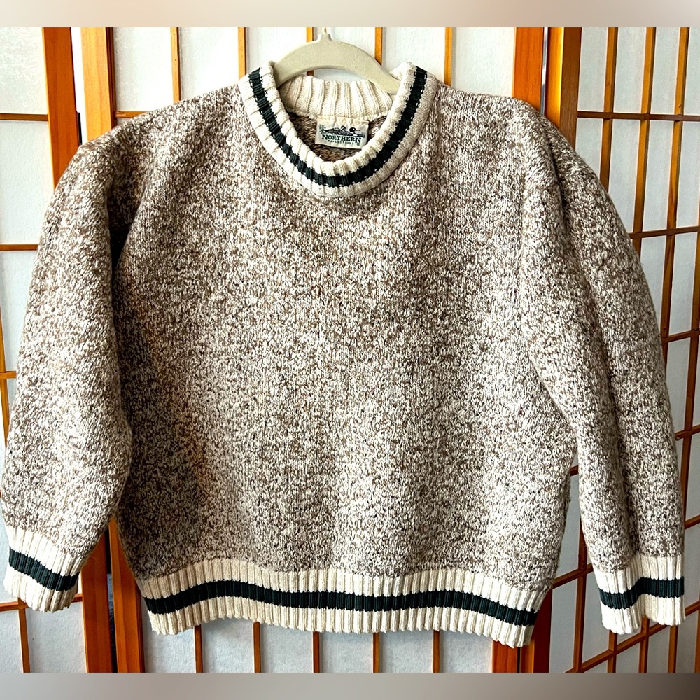 Vintage Knit Crewneck Grey Sweater Pullover - Medium Petite